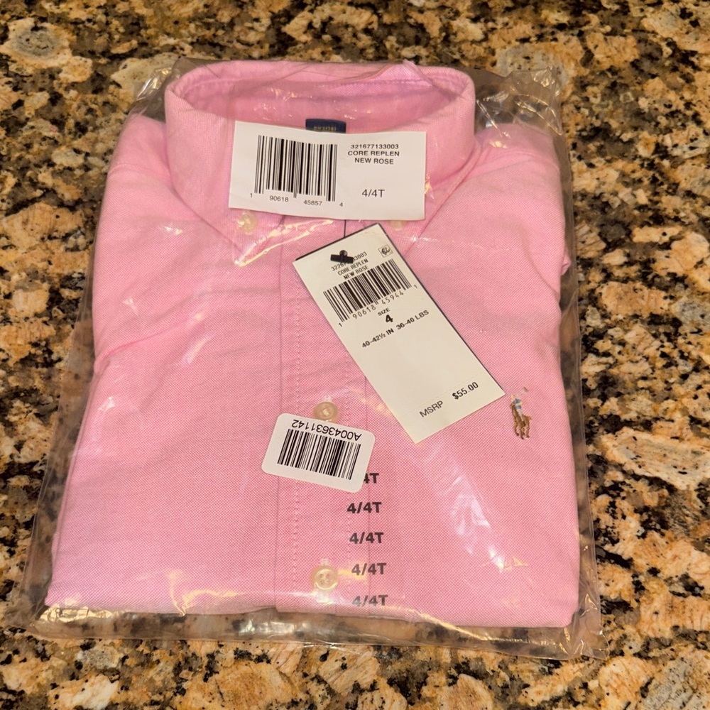Kids Pink Polo Ralph Lauren Button Down Shirt NWT  Valentine’s Day